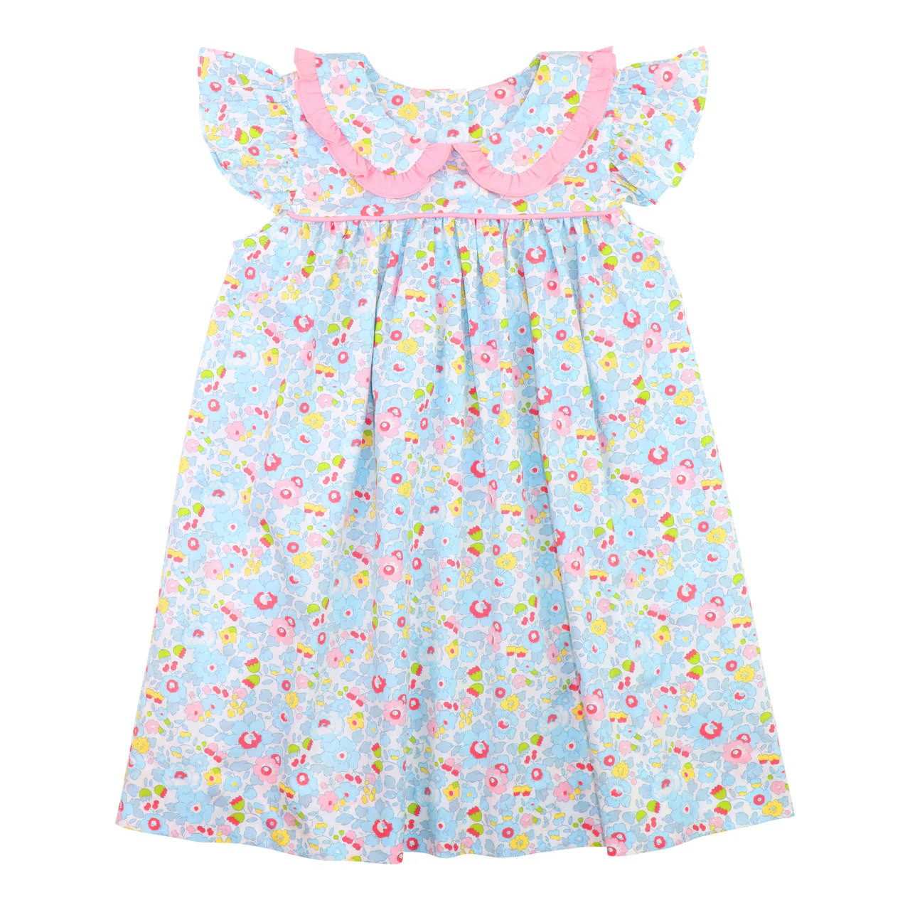Pink And Blue Floral Print Dress | Cecil and Lou