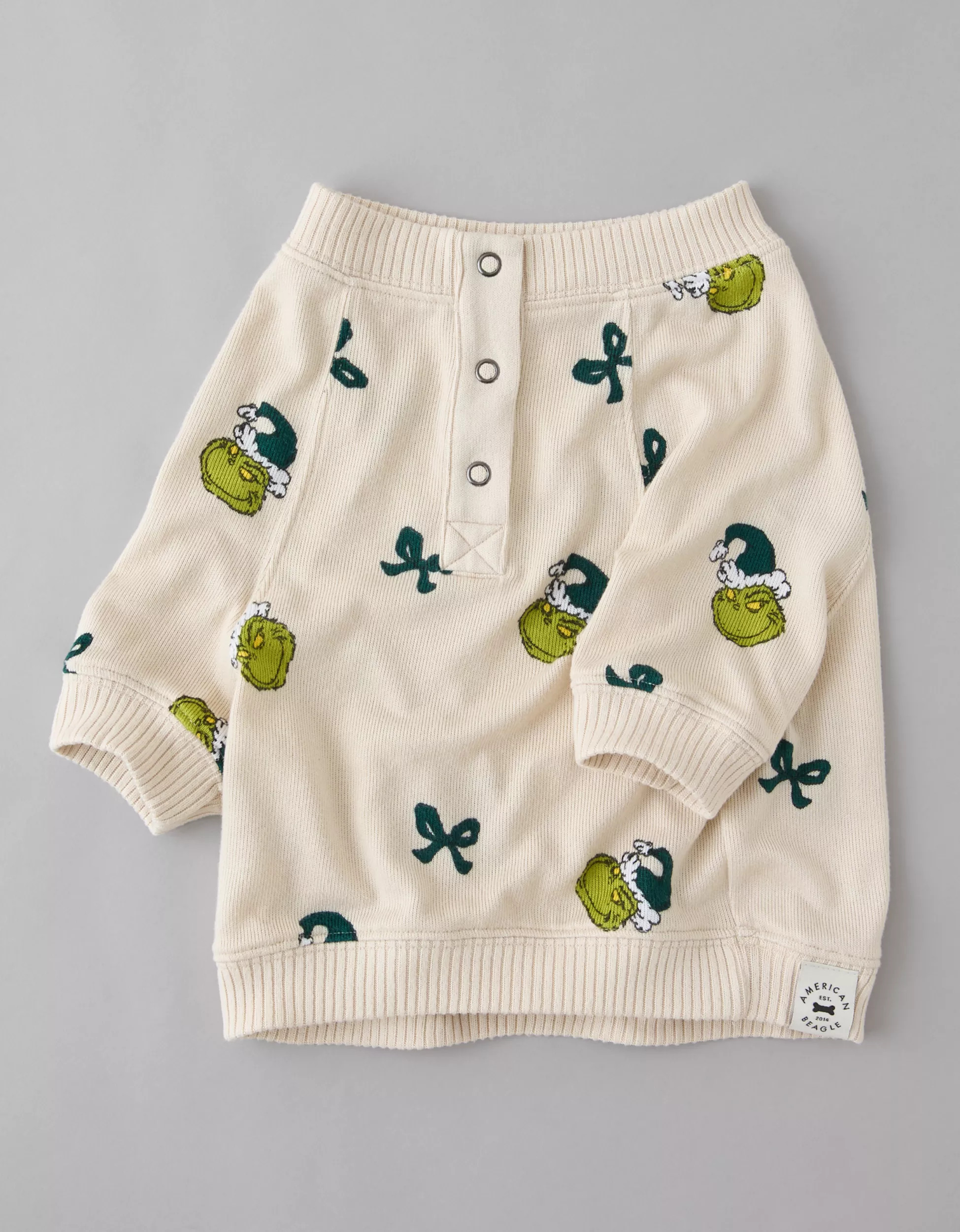 ABO Grinch Print Plush PJ Top | American Eagle Outfitters (US & CA)