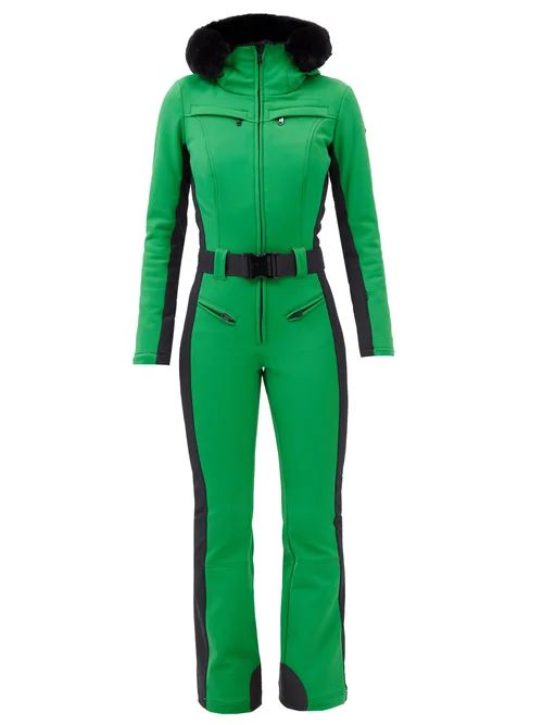 Goldbergh - Parry Faux Fur-trim Down Ski Suit - Womens - Green | Matches (US)