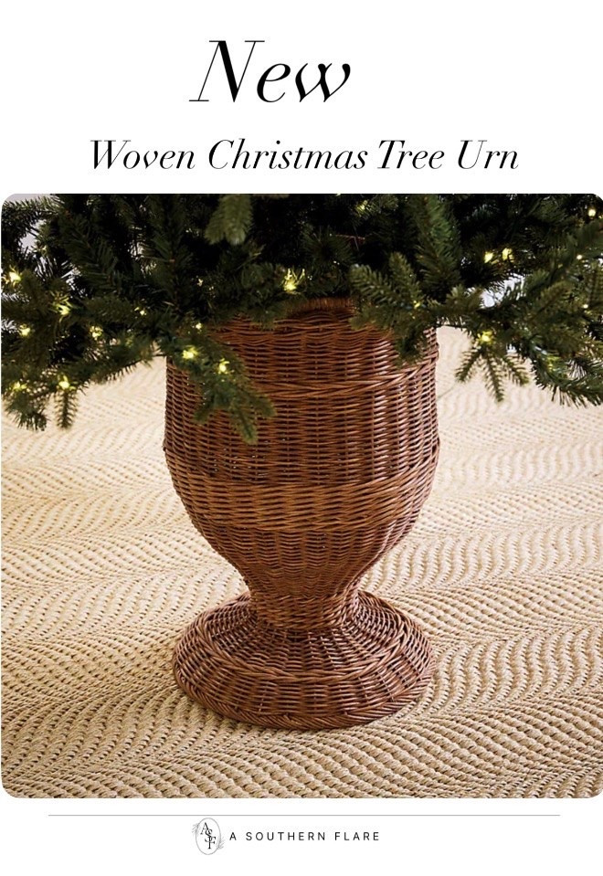 New woven Christmas tree urn/ holiday decor