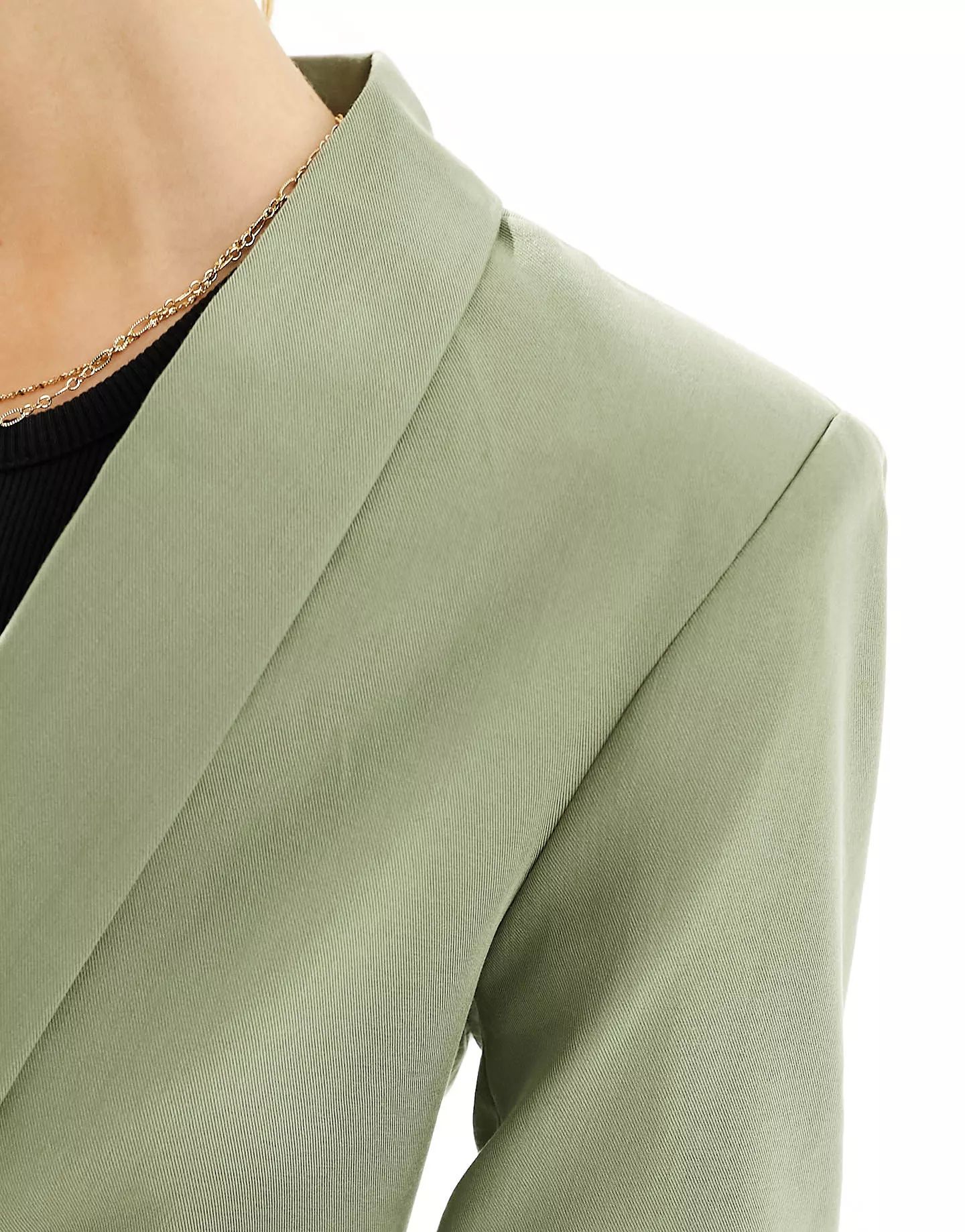 Pieces ruched sleeve blazer in khaki | ASOS | ASOS (Global)