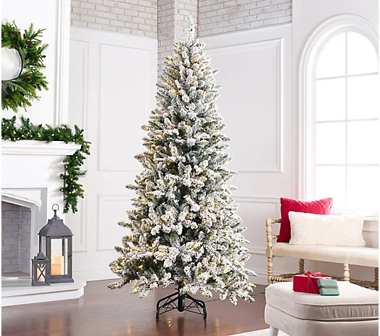 Bethlehem Lights 7' Flocked Color Flip LED Tree w/ Storage Bag - QVC.com | QVC