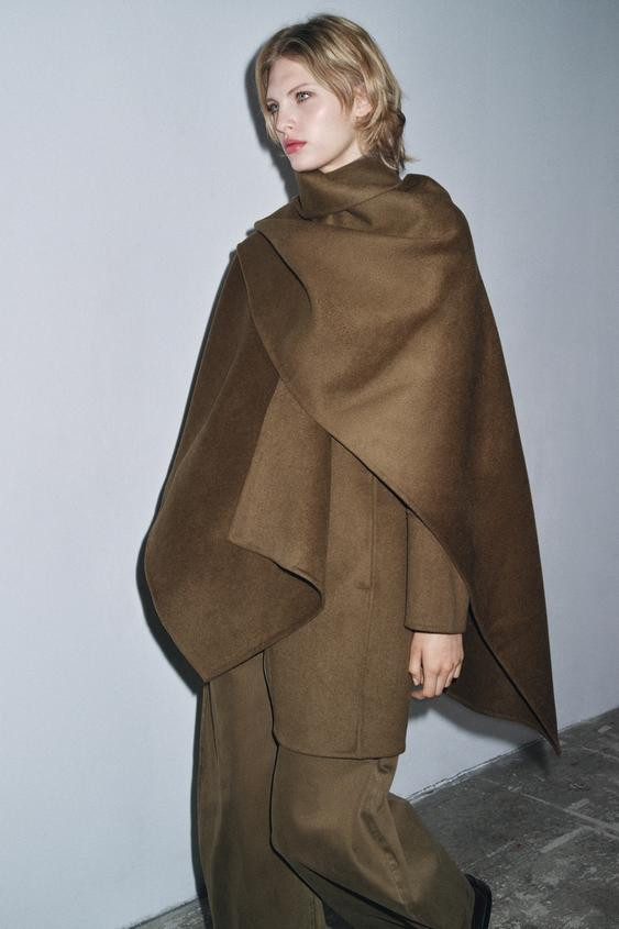 ZW COLLECTION WOOL BLEND CAPE COAT | Zara US