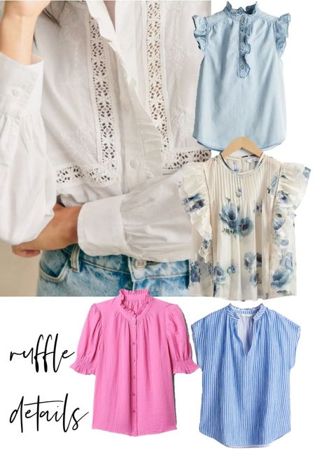 Loving these romantic ruffle detail blouses. Perfect to pair with linen trousers or even denim cutoffs. 

#LTKstyletip #LTKsummer #LTKmidsize