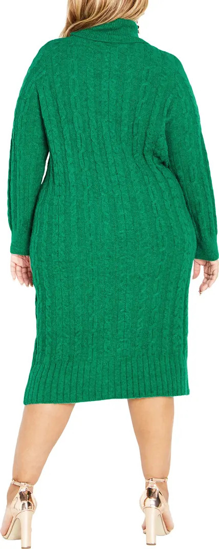 City Chic Kenzi Cable Knit Turtleneck Sweater Dress | Nordstrom | Nordstrom