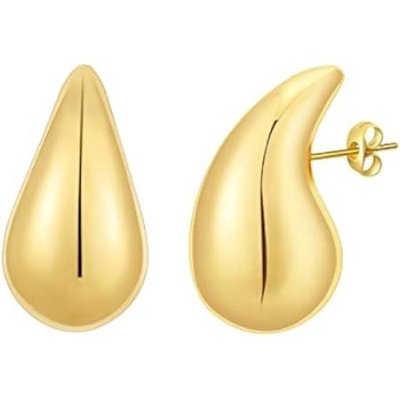 MOROTOLE Extra Large Bottega Earring Dupes, Hypoallergenic Chunky Gold Hoops Lightweight Waterdro... | Amazon (UK)
