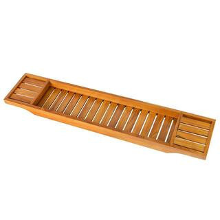 33.8 in. x 6 in. Teak Wood Bathtub Tray, Wooden Bath Caddy for Bathtub, Bath Tub Wood Table for Tub | The Home Depot