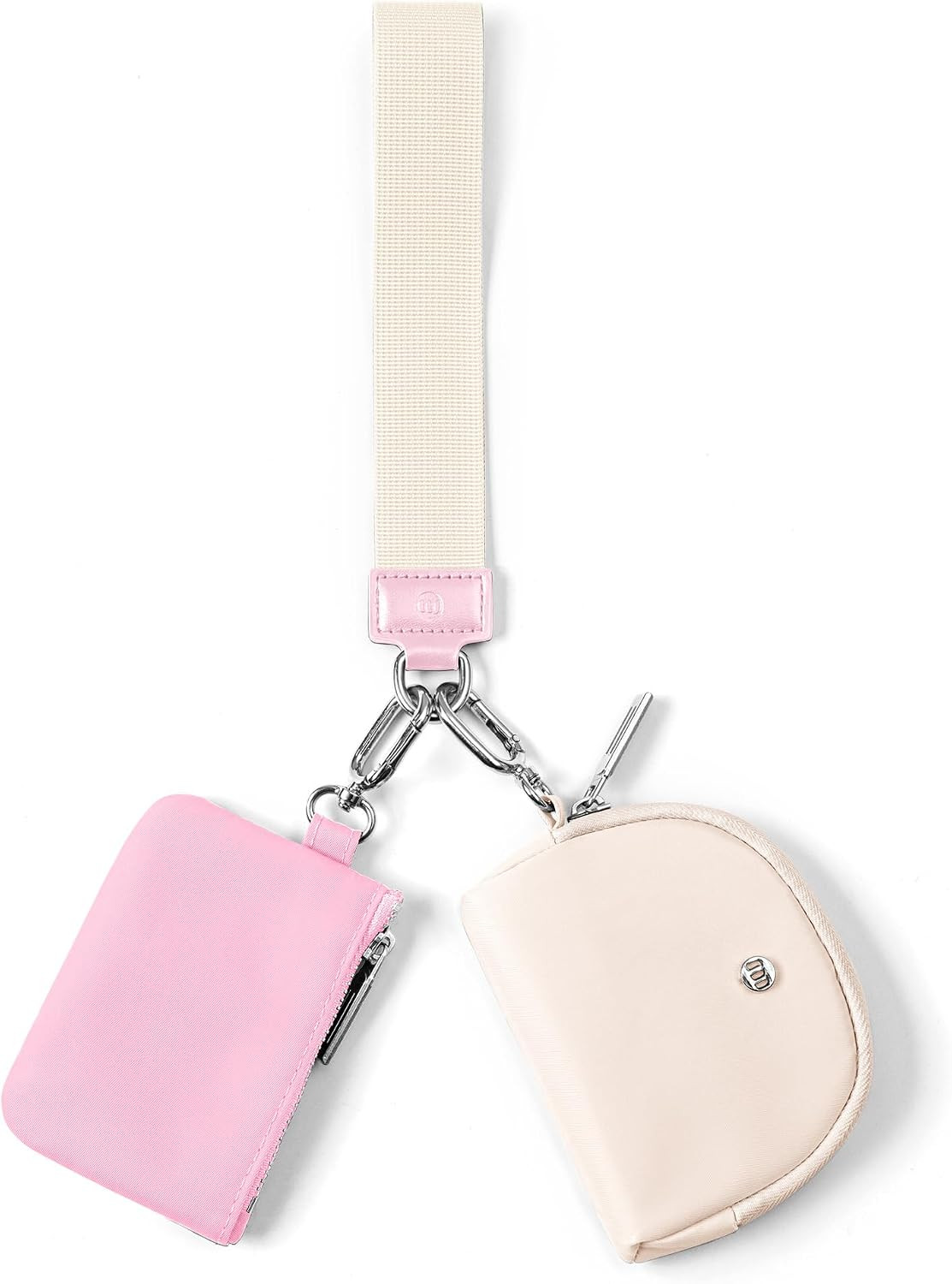 Mum's Memory Mini Zip Around Coin Purse Wristlet Wallet for Women - Dual Pouch Portable Wristlet with Coin Pocket (Pink+White) | Amazon (US)