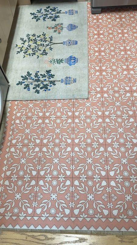 Better than peel and stick! Gorgeous vinyl floor mats for your kitchen that look like tile but you can actually clean!

#LTKhome