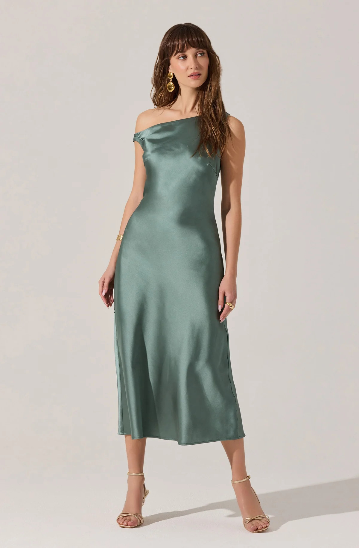 Elain Satin Off Shoulder Midi Dress | ASTR The Label (US)