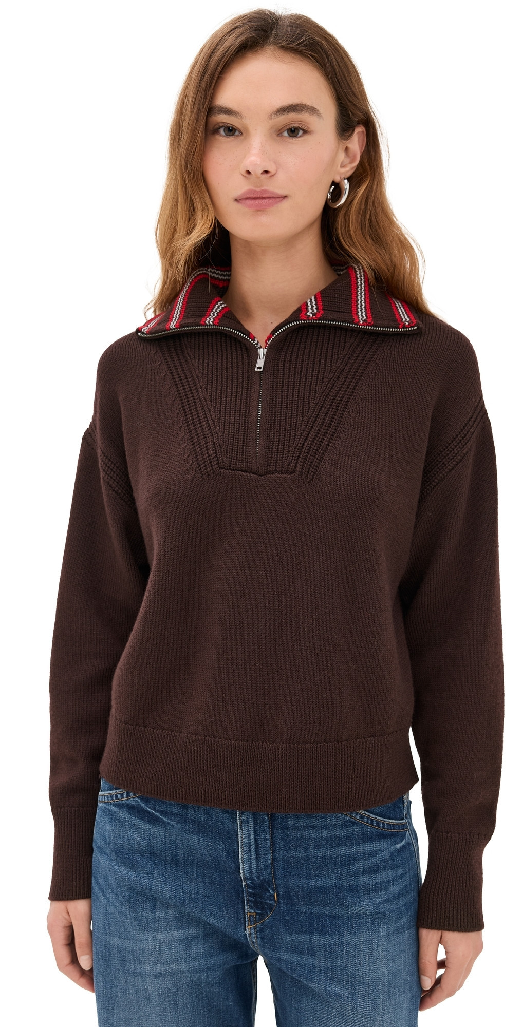 La Ligne Bastien Sweater Chocolate/Poppy/Cream M | Shopbop