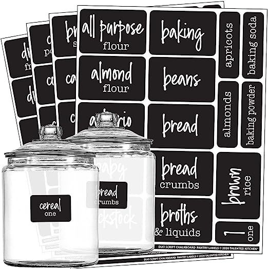Talented Kitchen 128 Chalkboard Pantry Labels Kitchen Pantry Names Food Label Sticker for Contain... | Amazon (US)