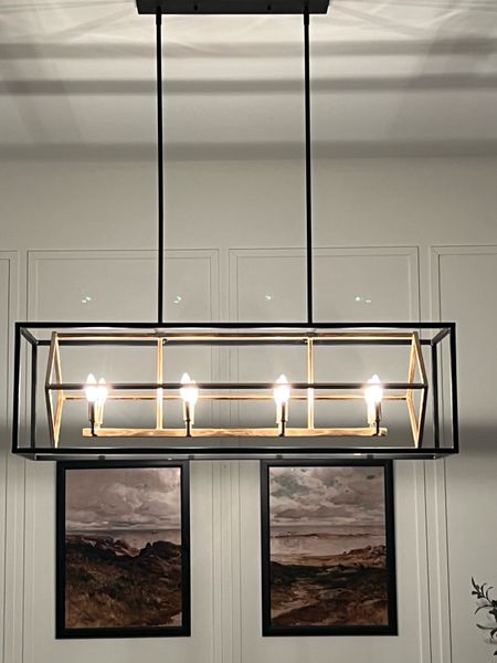 My dining room chandelier 
Black and brass, rustic modern light fixture 

#LTKhome