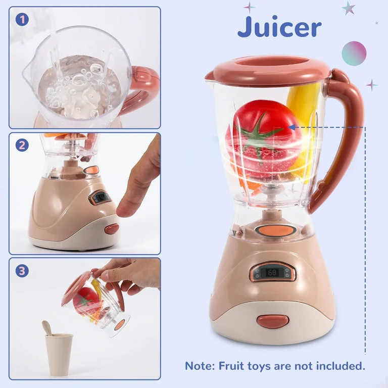 Wisairt Play Kitchen Set, 4Pcs Toy Kitchen Appliance w/Oven Toaster Coffee Maker Juicer, Khaki | Walmart (US)