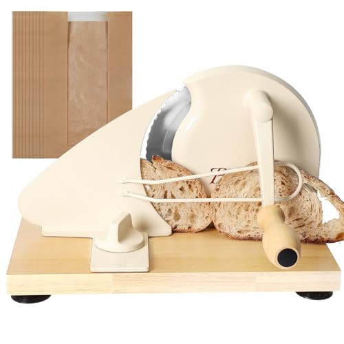 Brvclon Manual Bread Slicer for Homemade Sourdough,Adjustable Thickness,Hand Crank Bread Slicer with Stainless Steel Blade, Aluminum Alloy Frame & Solid Wood Base,Comes with 10 Bread Bags | Amazon (US)