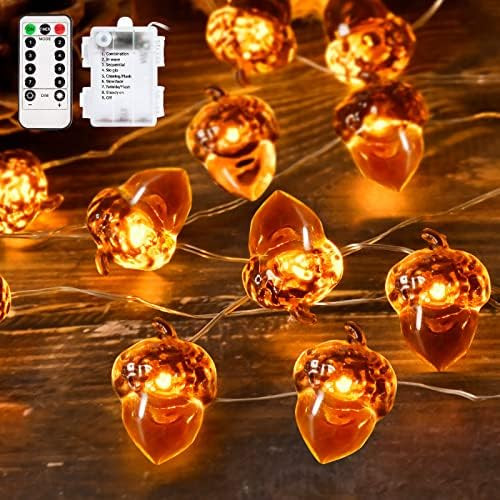 13 Ft 50 LED Fall Decor Acorn String Lights Fall Decorations for Home,Fall Thanksgiving Decoratio... | Amazon (US)