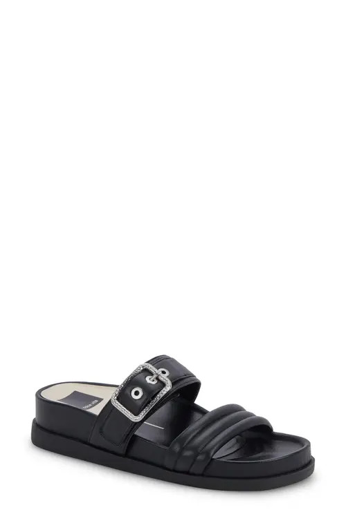 Dolce Vita Shaila Platform Slide Sandal in Black Leather at Nordstrom, Size 8 | Nordstrom