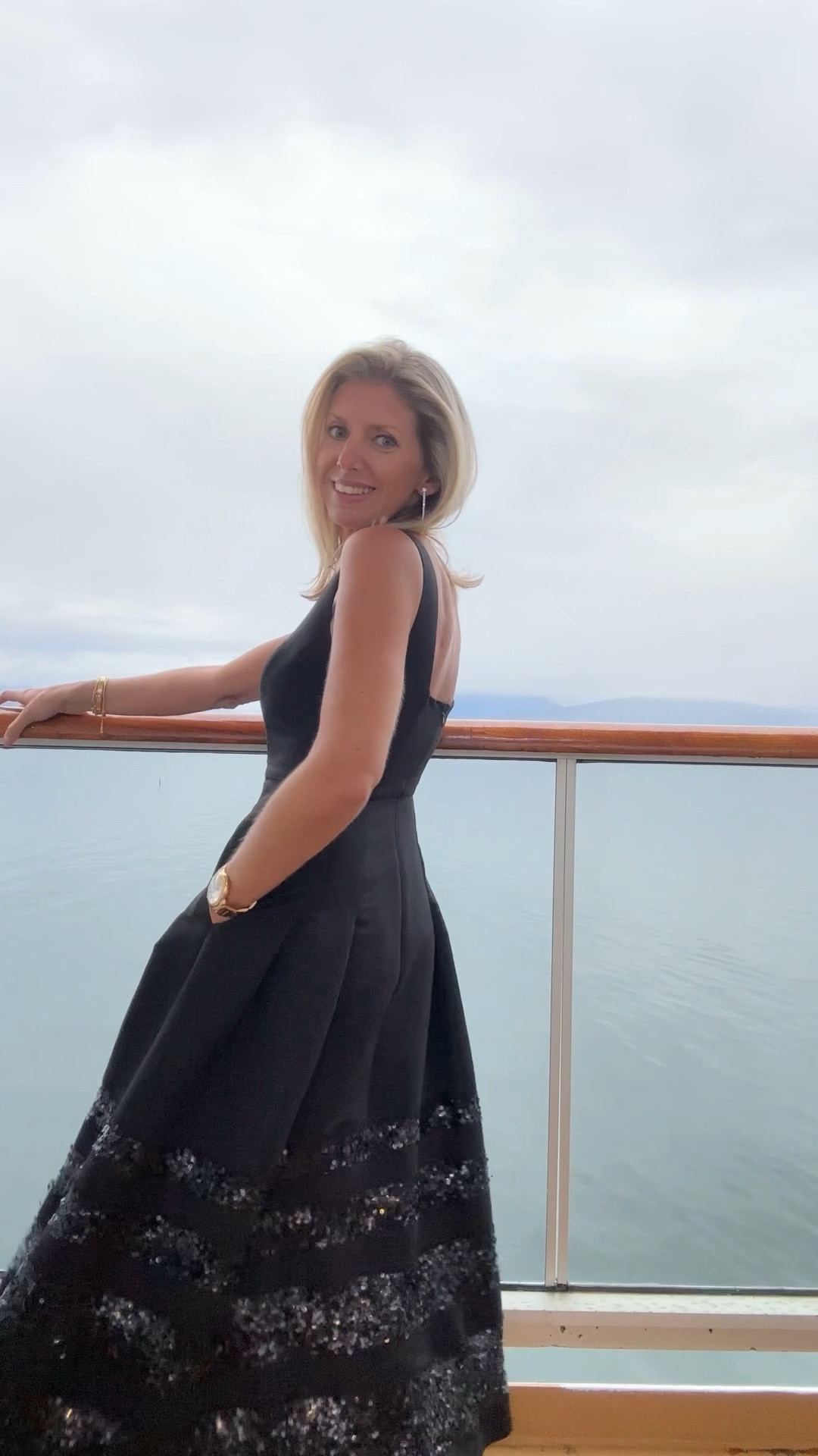 Major sale alert! Gorgeous evening gown I wore for a formal night on a cruise vacation - will definitely wear this to a wedding as well. Materials is thick in the best way and love the touch of sequins. Comes to my ankles and  I’m 5’3”. 

Wedding guest
Gala gown
Formal
Black tie dress
Events
Evening wear
Black strappy sandals
Fine jewelry diamonds

#LTKPetite #LTKWedding #LTKSaleAlert