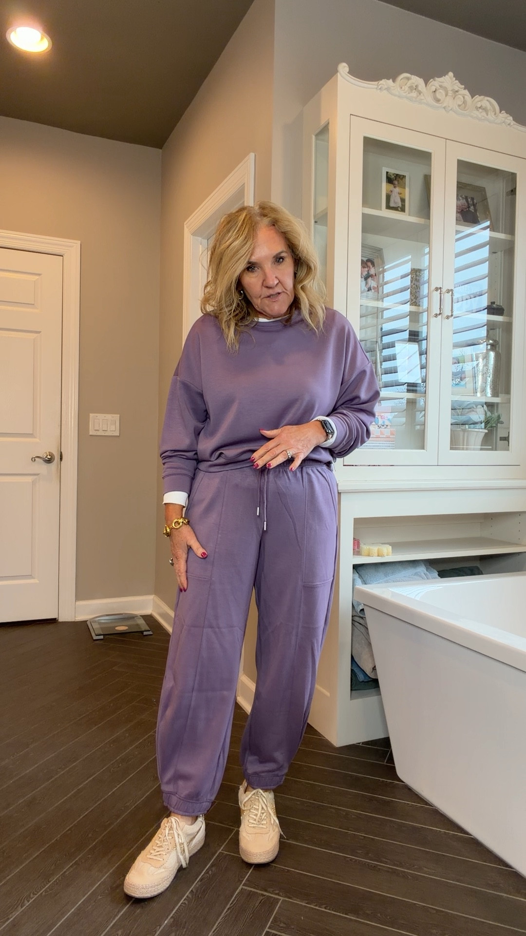 I really liked these joggers. Not too barrel. I sized down to a small. Medium in the sweatshirt. Medium in the tshirt 

Walmart fashion scuba 2 piece set loungewear purple 

#LTKTravel #LTKOver40 #LTKPetite