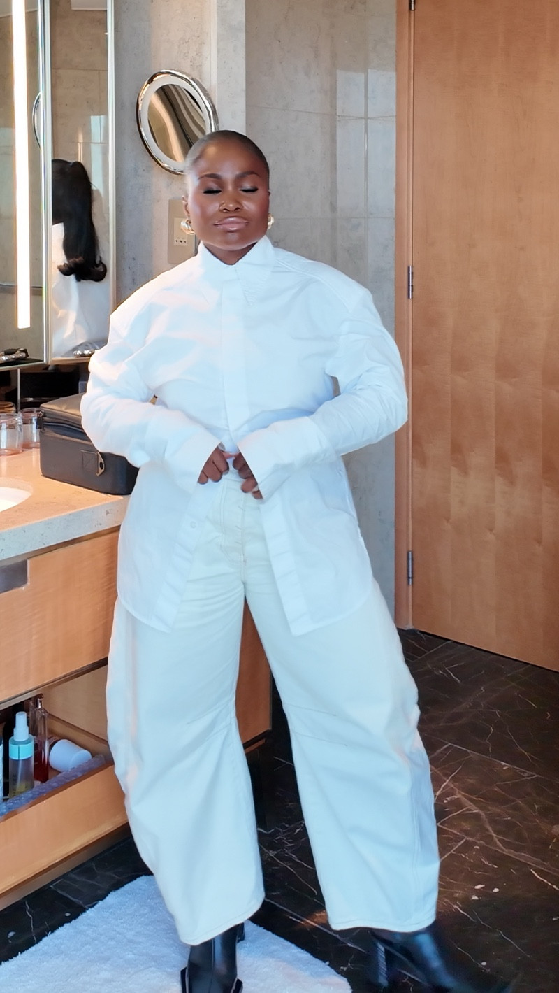 All white outfit to the office
White button up shirt
White barrel jeans 

#LTKPetite #LTKStyleTip #LTKWorkwear