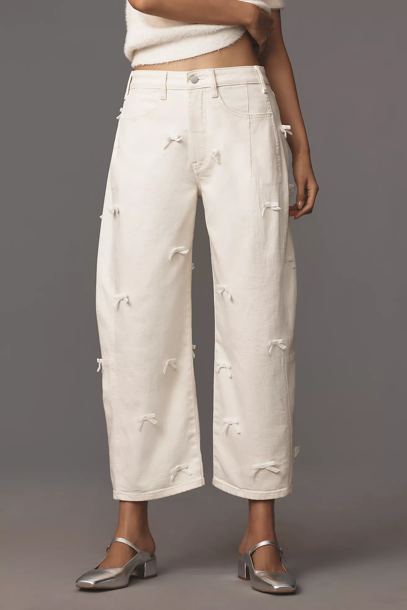 The Kenna Mid-Rise Heritage Barrel Jeans by Pilcro: Bow Edition | Anthropologie (US)