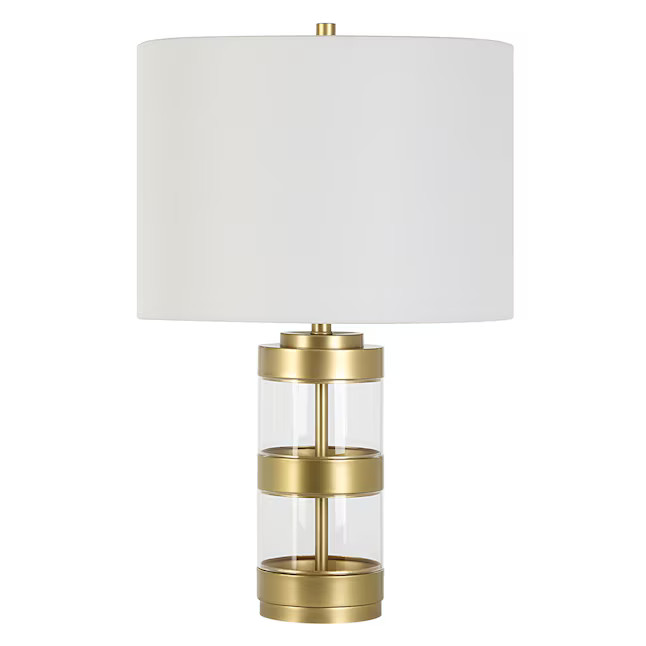 allen + roth 22.25-in Gold and Clear Acrylic Led; Rotary Socket Table Lamp with Fabric Shade | Lowe's