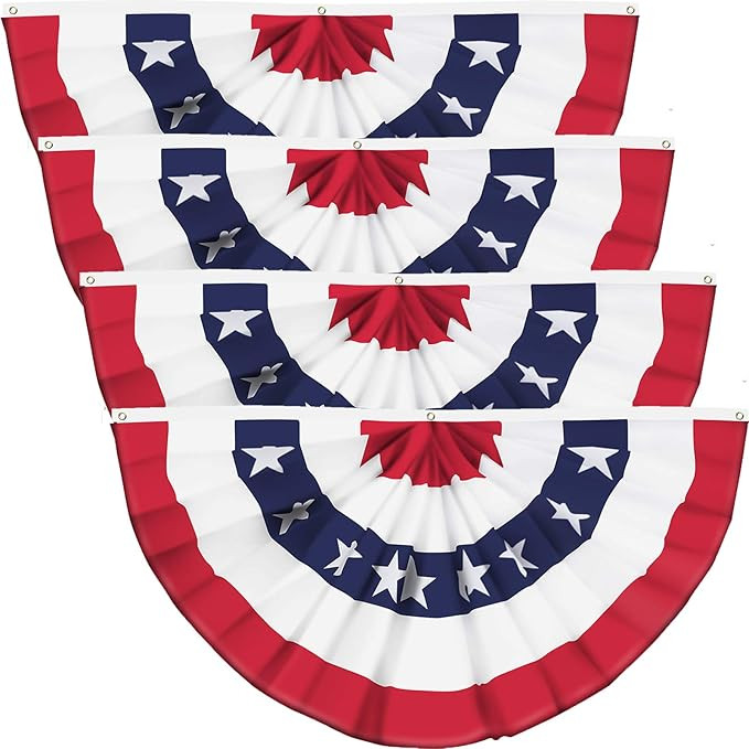 USA Pleated Fan Flag American US Bunting Flag Patriotic Half Fan Banner Flag with Canvas Header a... | Amazon (US)