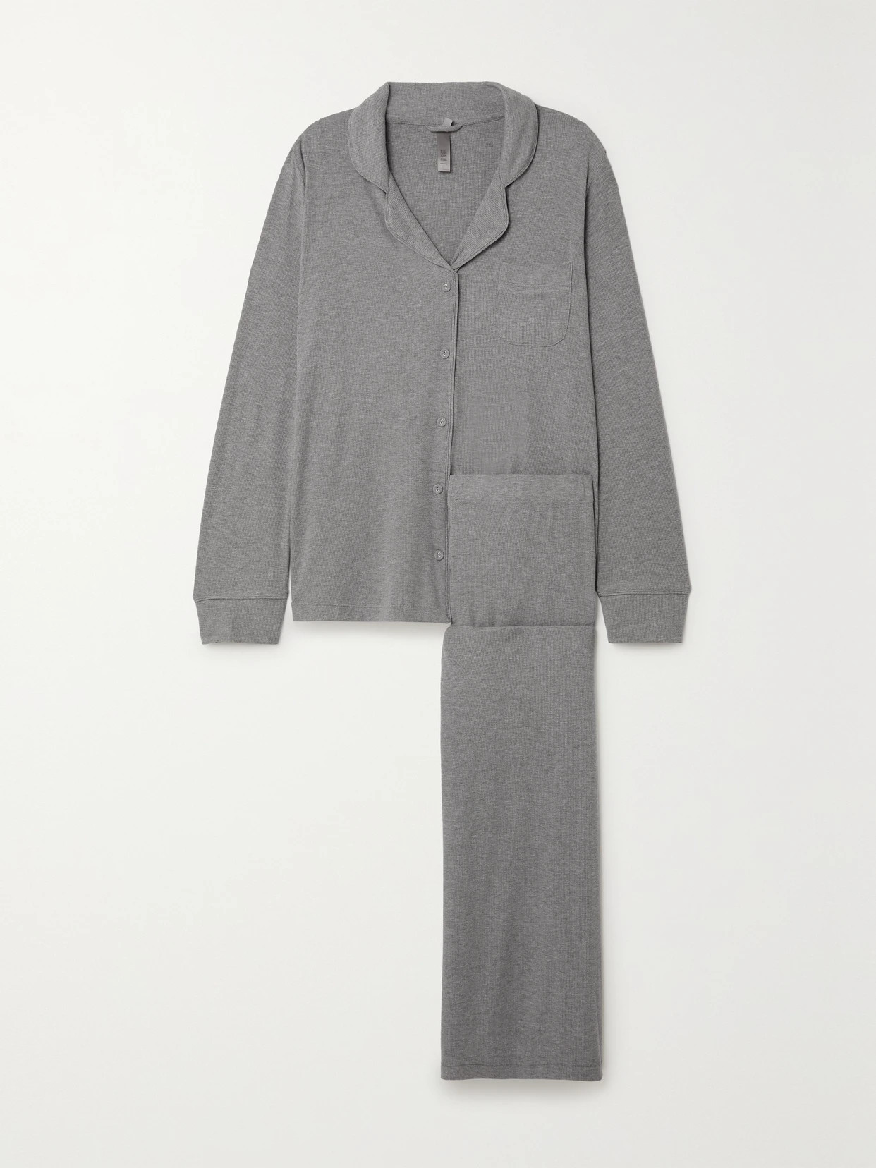 Skims - Ribbed Stretch-modal Jersey Lounge Set - Heather Grey | NET-A-PORTER (US)