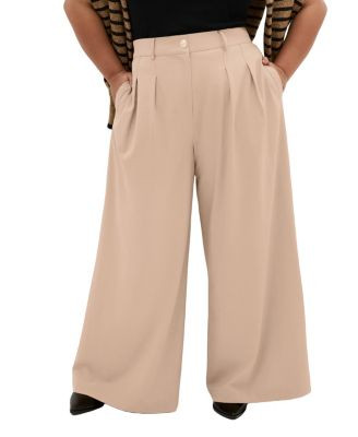 City Chic Women's Plus Size Abbigail Wide Leg Pant - Taupe melange | Macy's