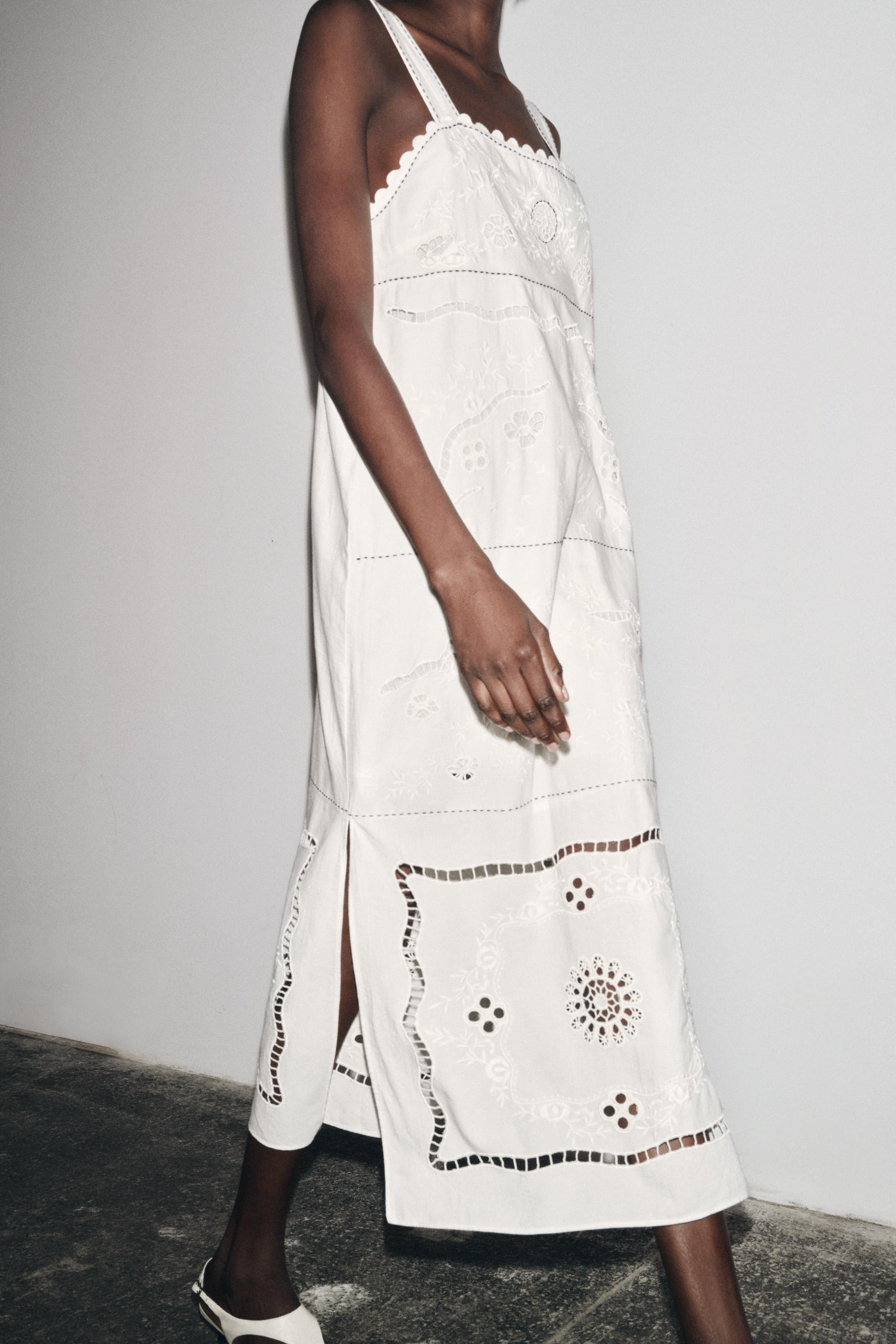 ZW COLLECTION EMBROIDERED STITCH DRESS | Zara US