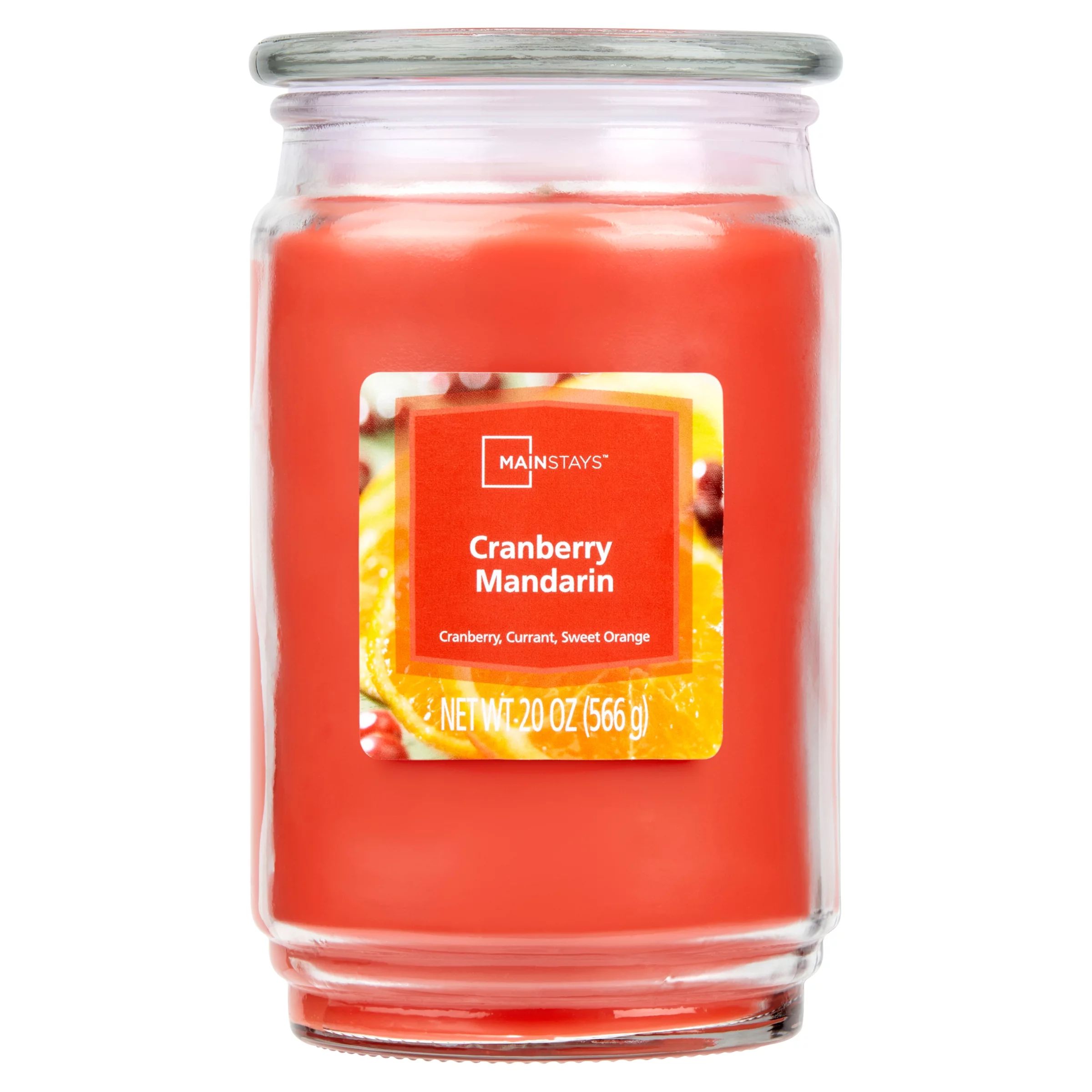 Mainstays Cranberry Scented Mandarin Single-Wick Large Glass Jar Candle, 20 oz | Walmart (US)