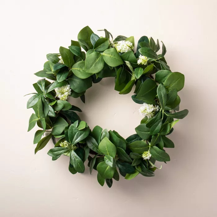24" Faux Skimmia & Perilla Wreath - Hearth & Hand™ with Magnolia | Target