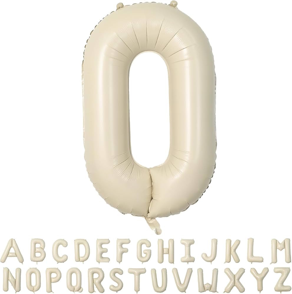 40 Inch Cream Letter Balloons, Large O Letter Balloons Foil Helium Balloons, Mylar Big Single Alp... | Amazon (US)