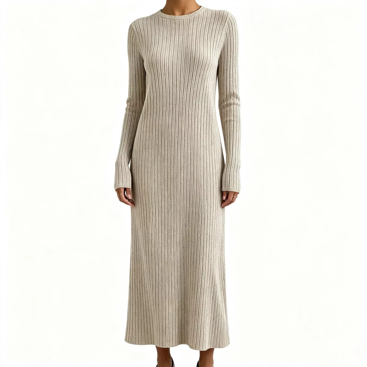 EadianDree Womens Long Sleeve Crew Neck Ribbed Knit Maxi Dress Autumn Casual Loose Straight Ankle... | Target