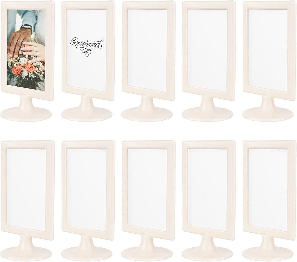 ALBEN Double Sided Standing Picture Frames (4x6 Inch) - (10 count, Cream) Pedestal Photo Frames w... | Amazon (US)