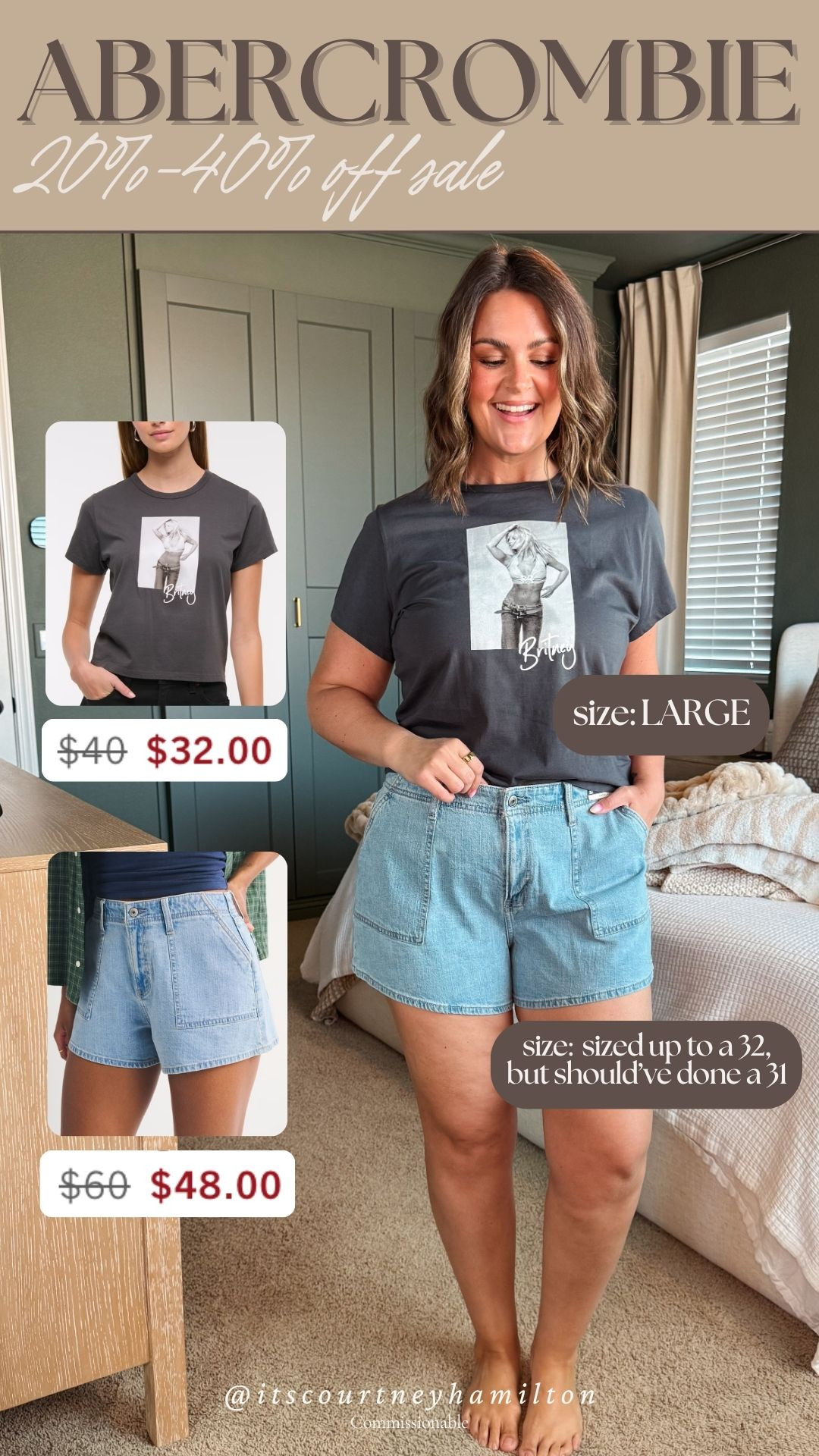 20-40% off almost everything from Abercrombie!! I am wearing a large in the graphic tee, and a 32 in the shorts (I sized up in these, but I should have done a 31)

sale alert, watchnow, sale alert, finds under 100, maxi dress, summer fashion, vacation outfit, courtney hamilton 

 #LTKootd #LTKSeasonal #LTKMidsize