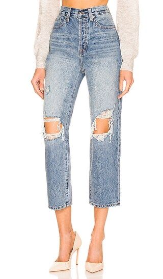 Cassie Super High Rise Straight Crop in Blossom Distressed | Revolve Clothing (Global)