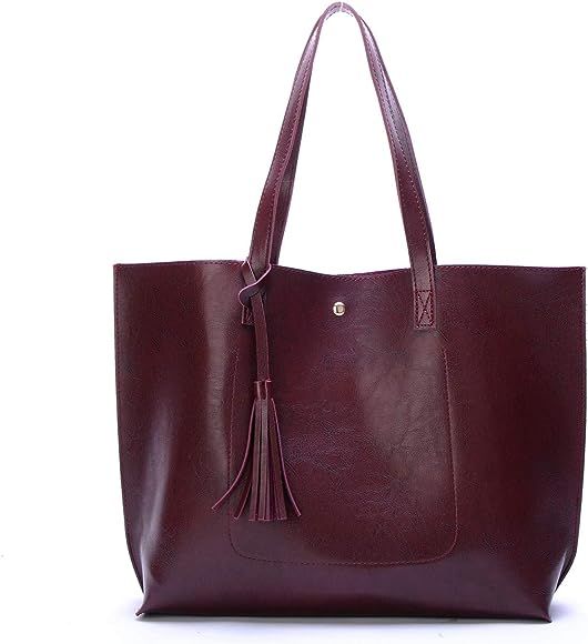 Women Tote Bags Top Handle Satchel Handbags PU Pebbled Leather Tassel Shoulder Purse | Amazon (US)
