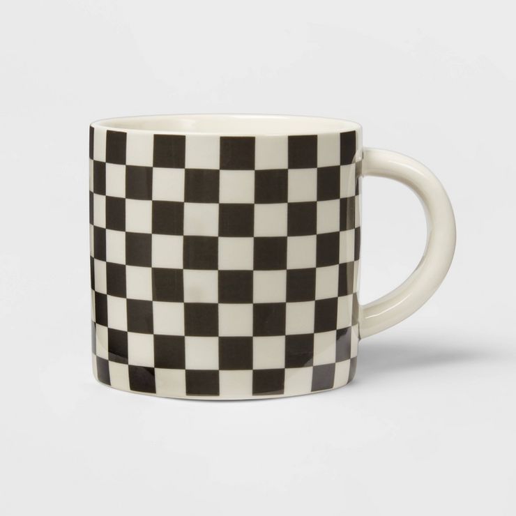 16oz Drinkware Mug Checkerboard White - Room Essentials™ | Target