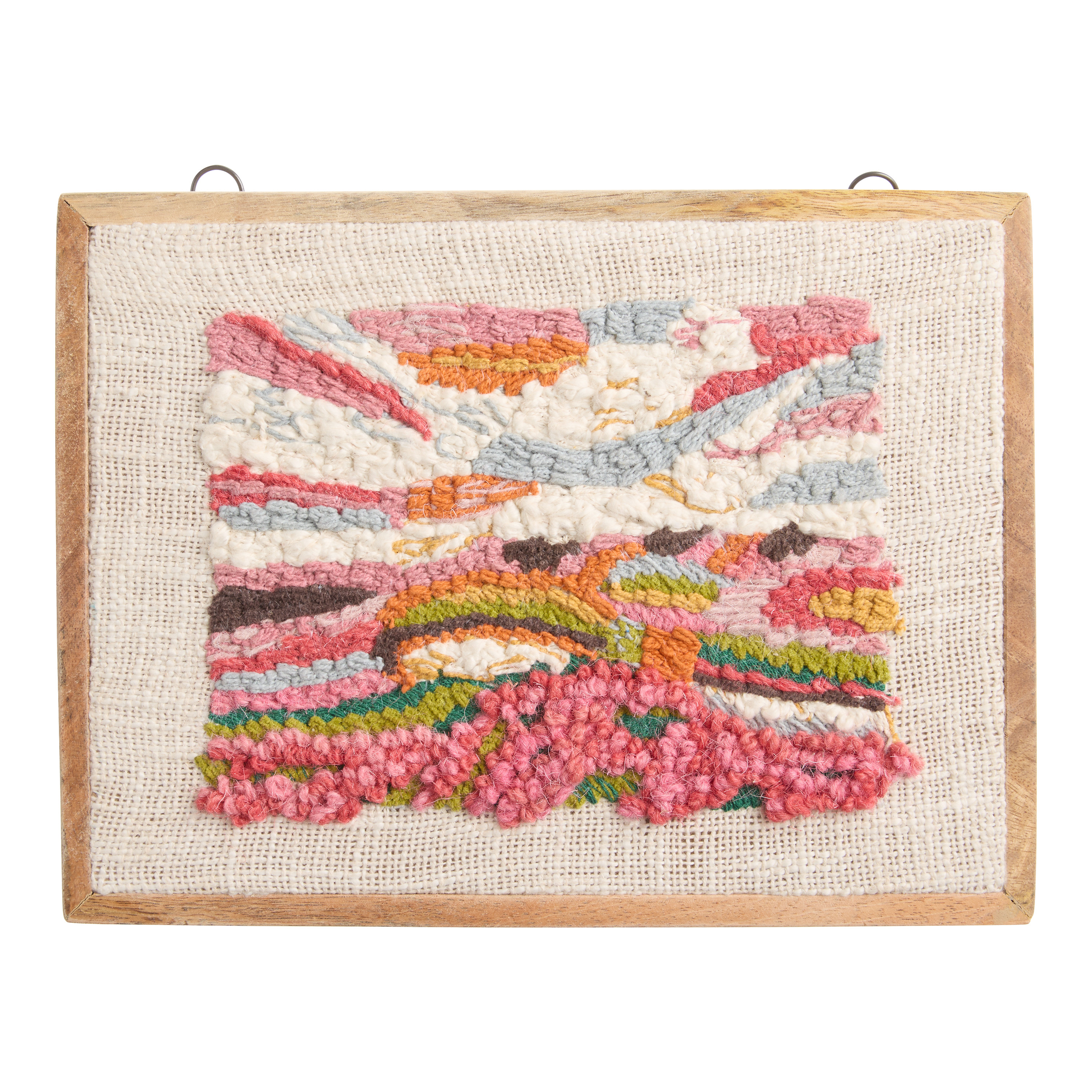 Colorful Mountain Landscape Embroidered Textile Framed Wall Art | World Market