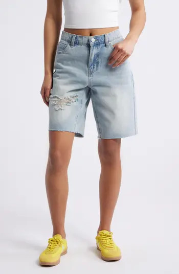 Emme Ripped Denim Bermuda Shorts | Nordstrom