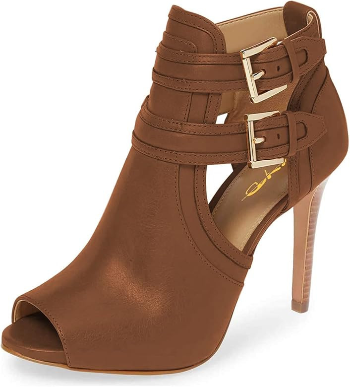 XYD Women Peep Toe Ankle Bootie High Heels Buckled Double Straps Cutout Fashion Pumps Night Club ... | Amazon (US)