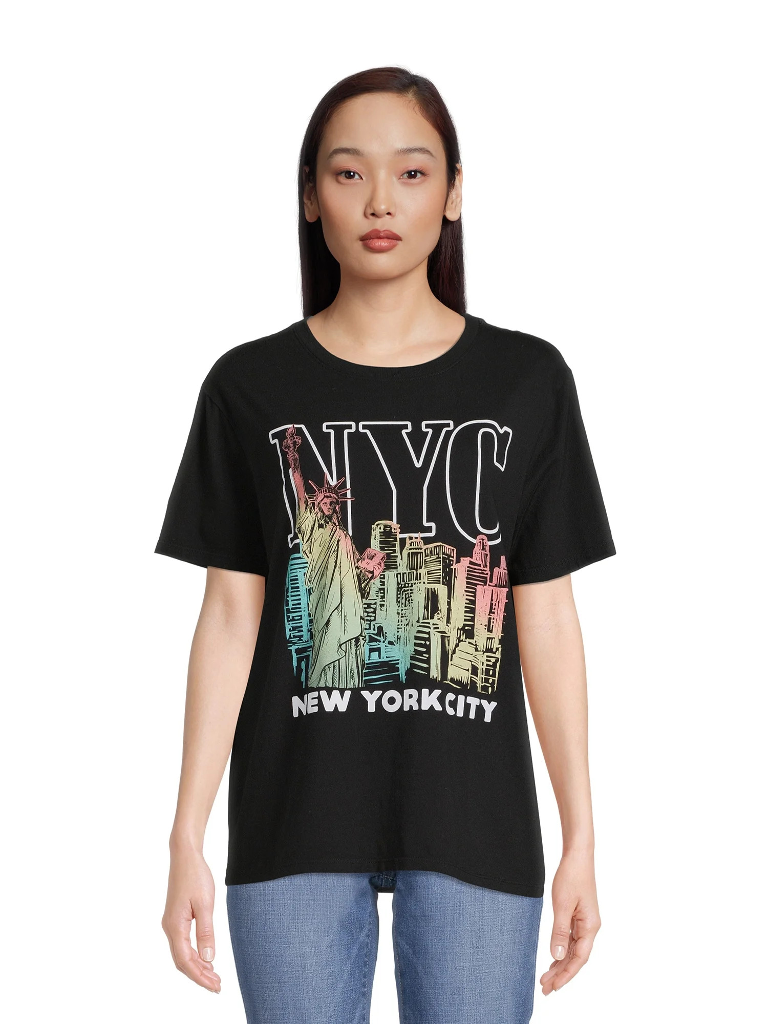 Time and Tru Women's Short Sleeve Destination Graphic Tee | Walmart (US)