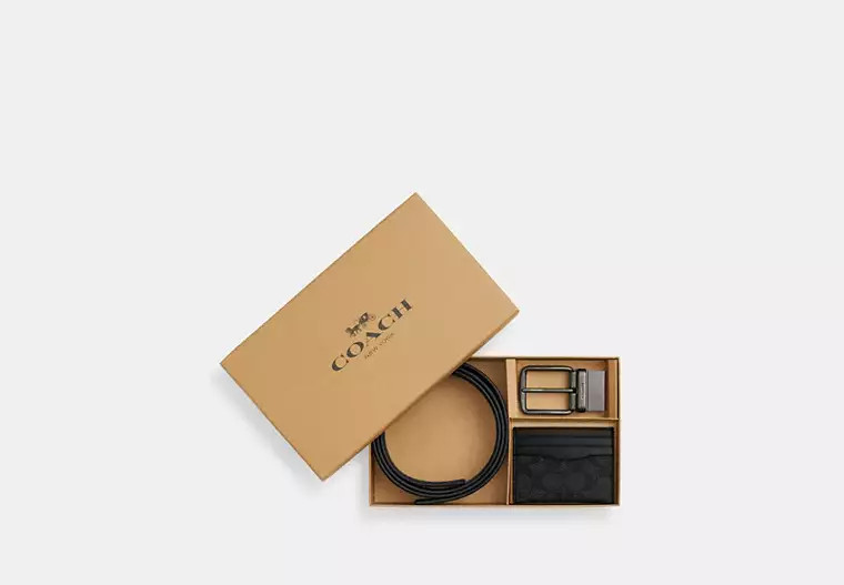 Boxed Card Case And Belt Set In Signature Canvas | Coach Outlet US