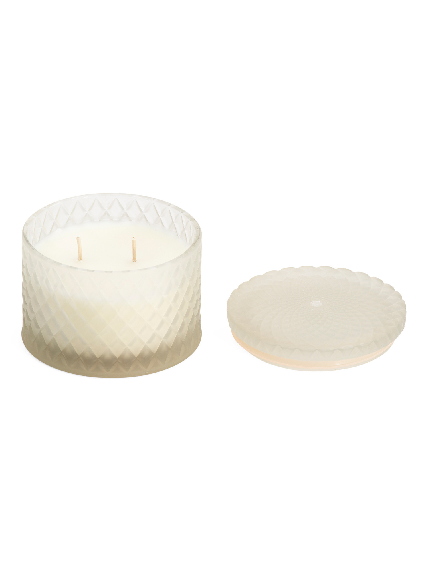 9.5oz Molded Glass Vanilla Sandalwood Candle | TJ Maxx