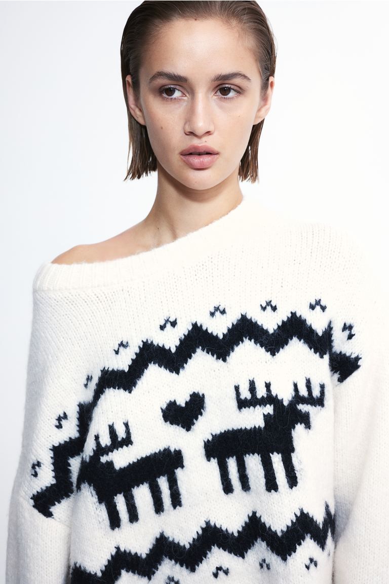 Jacquard-knit Sweater - Cream - Ladies | H&M US | H&M (US)