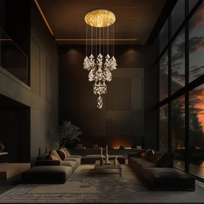 Luxury Modern Crystal Chandelier - 23 Dimmable Led Lights, Adjustable Height | Wayfair North America