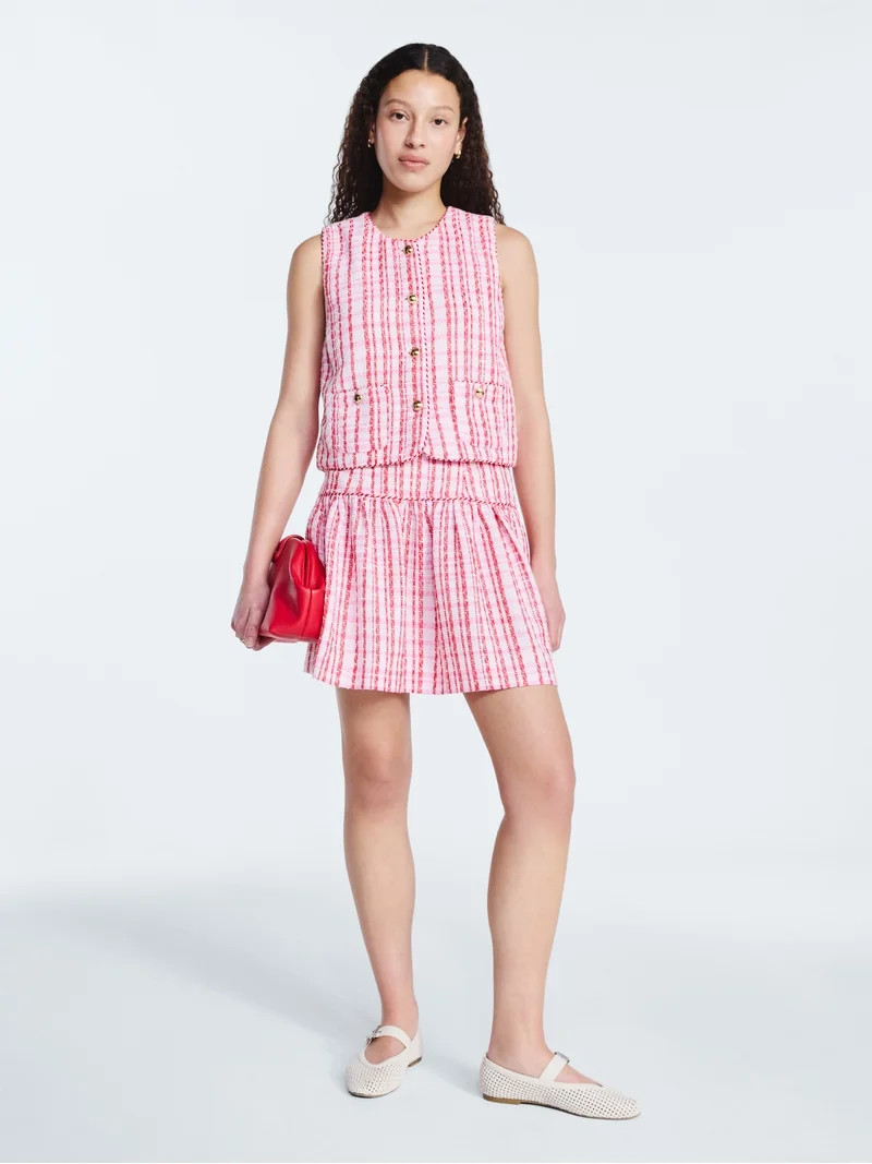 Free Assembly Women's and Women's Plus Drop Waist Tweed Mini Skirt, Sizes 0-22 | Walmart (US)