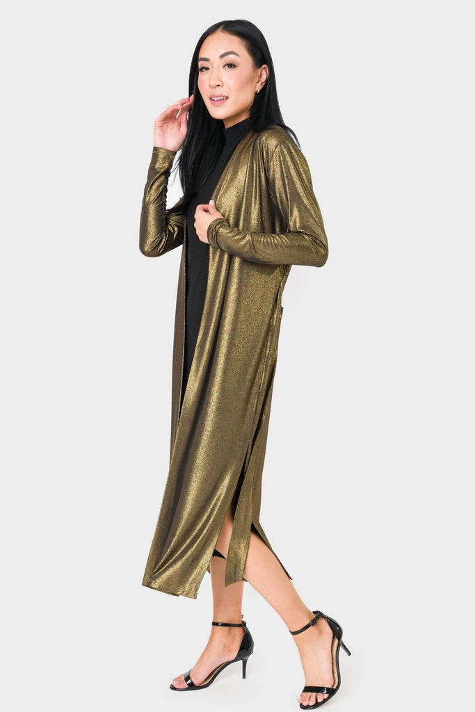 Foil Knit Duster with Self-Tie Belt | Gibson