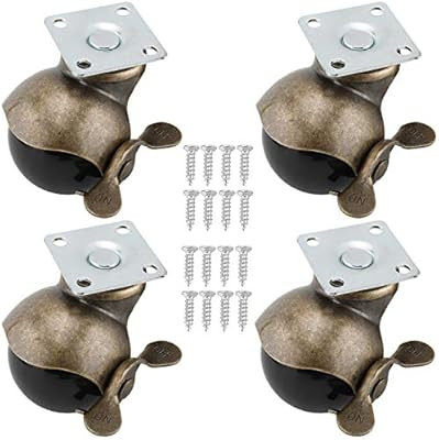 Homend 4-Pack 2 Inches Ball Caster Wheels with Brake 360 Degree Antique Brass Top Plate Casters f... | Amazon (US)